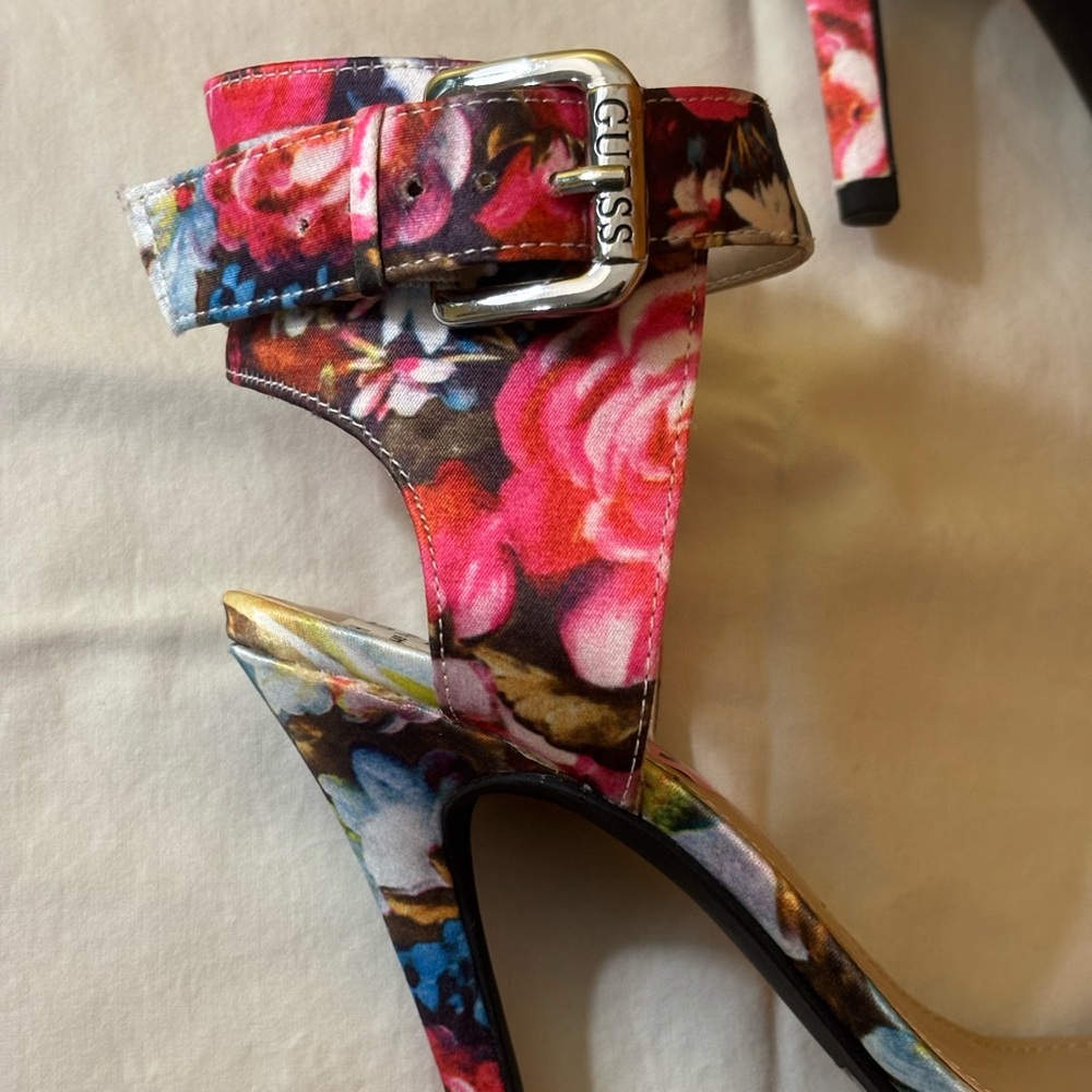 Floral Print High Heel Sandal - Women's Pink Multi